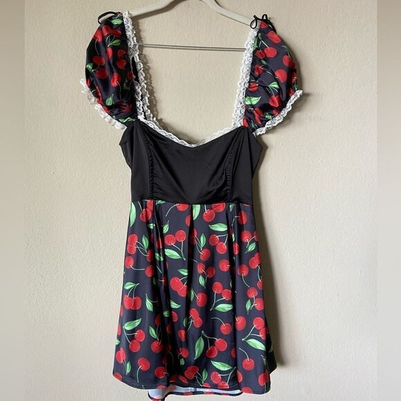 For Love And Lemons Xena Mini Cherry Dress Black Size S - Picture 7 of 10